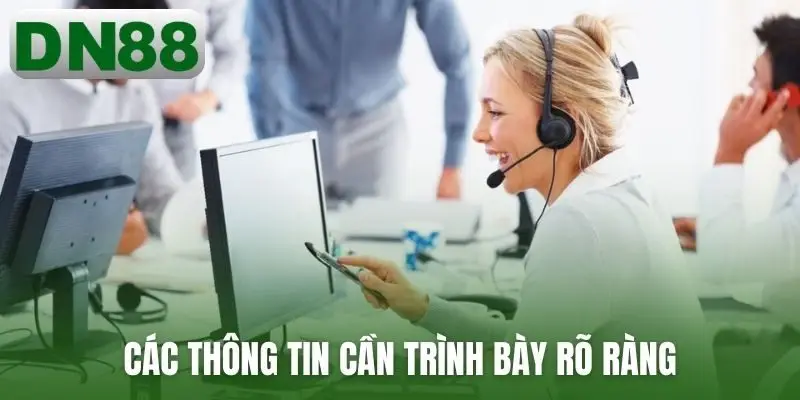 Các thông tin cần trình bày rõ ràng